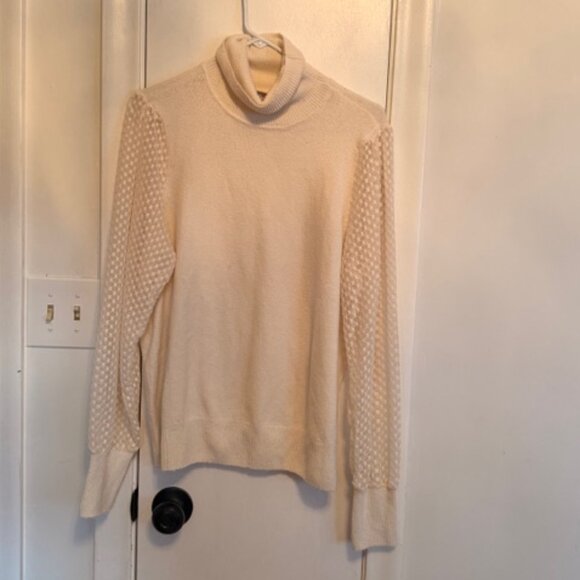 Marled Sweaters - Marled Reunited Clothing Sheer Sleeve Turtleneck White Women’s XL